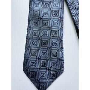 NWT GUCCI MEN'S SILK GG GUCCISSIMA NECK TIE Rufa 7.0 Blue
